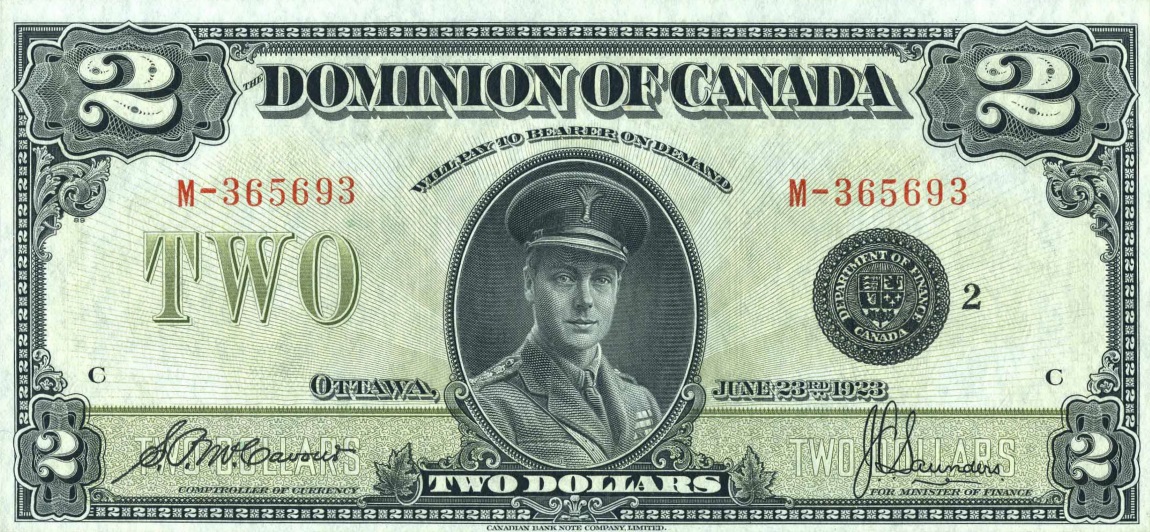Front of Canada p34f: 2 Dollars from 1923
