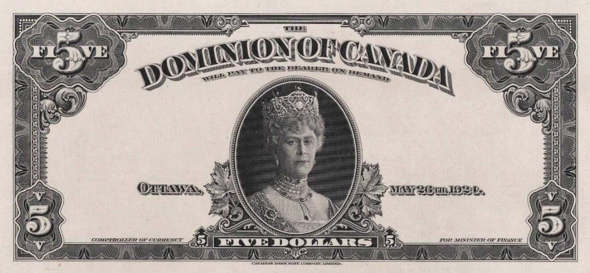 Front of Canada p35p: 5 Dollars from 1924