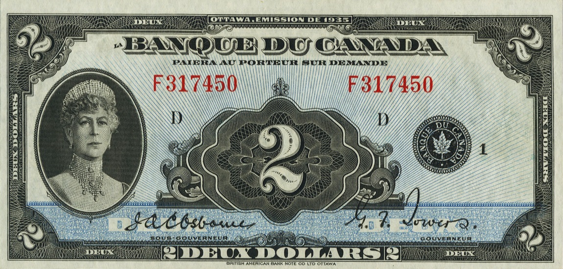 Front of Canada p41: 2 Dollars from 1935