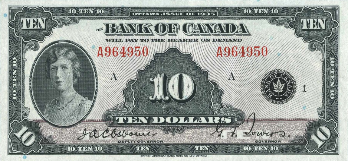 Front of Canada p44: 10 Dollars from 1935