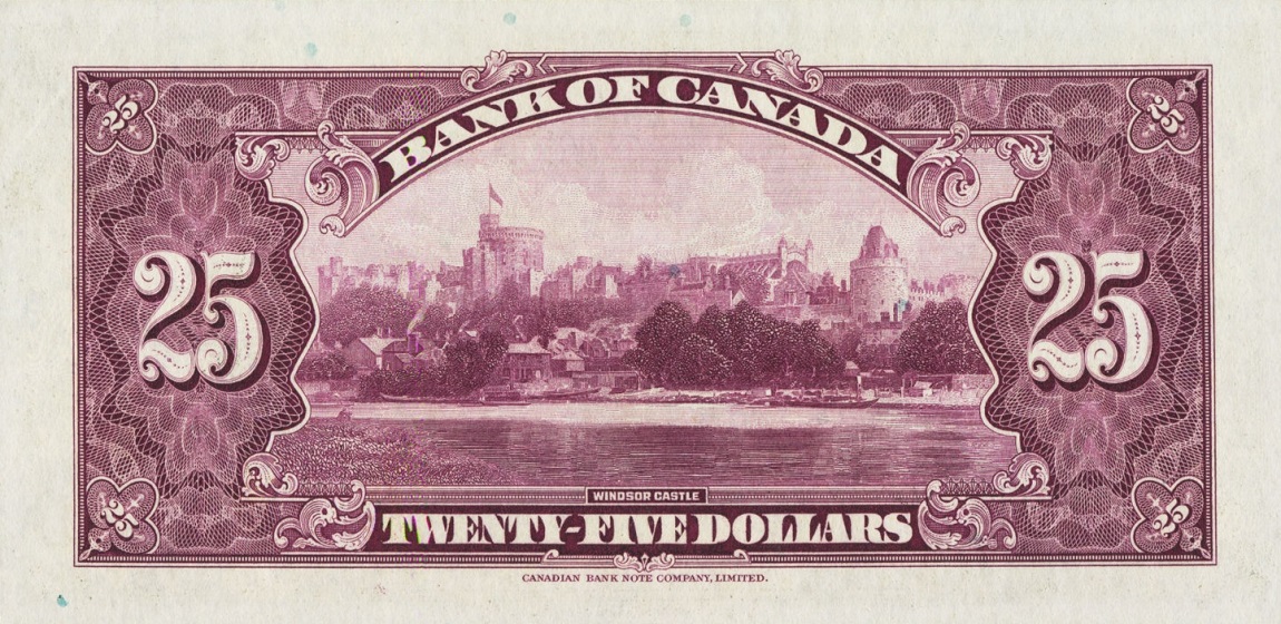 Back of Canada p48: 25 Dollars from 1935