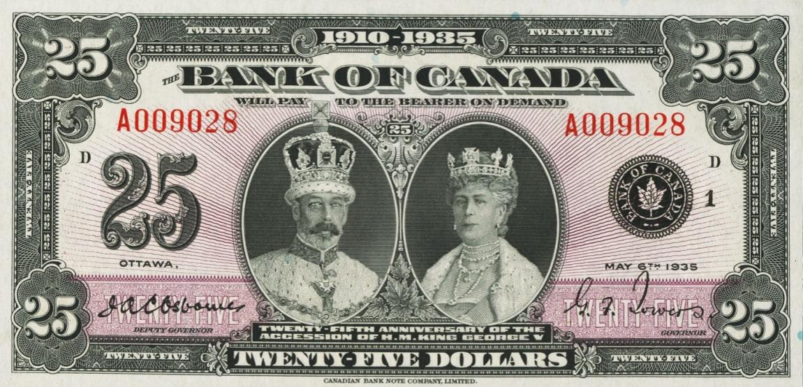 Front of Canada p48: 25 Dollars from 1935