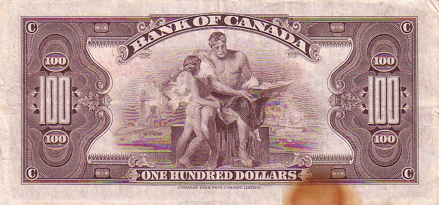 Back of Canada p52: 100 Dollars from 1935