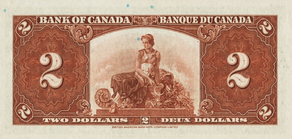 Back of Canada p59a: 2 Dollars from 1937