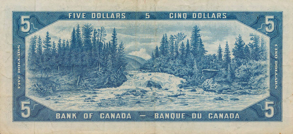 Back of Canada p68a: 5 Dollars from 1954