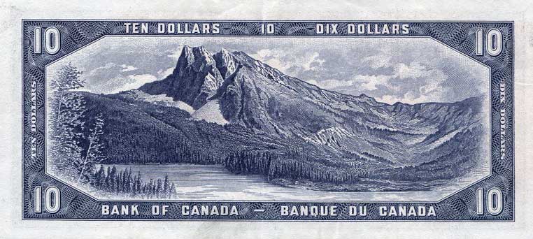 Back of Canada p69a: 10 Dollars from 1954