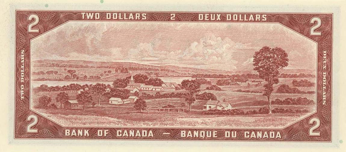 Back of Canada p76c: 2 Dollars from 1954