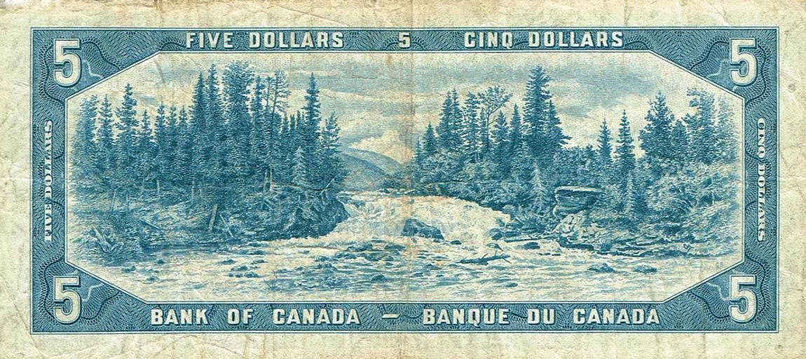 Back of Canada p77a: 5 Dollars from 1954