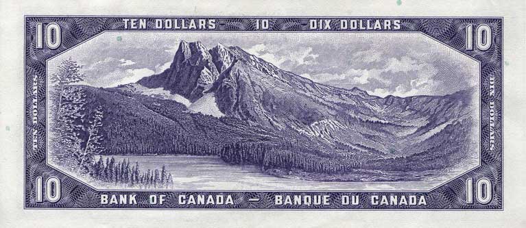Back of Canada p79b: 10 Dollars from 1954