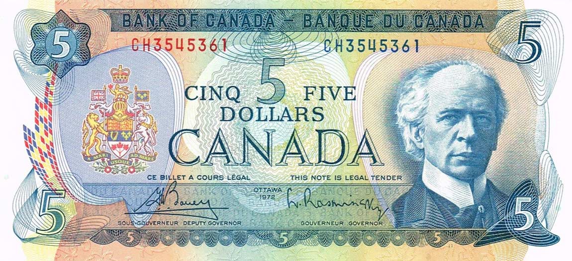 Front of Canada p87a: 5 Dollars from 1972