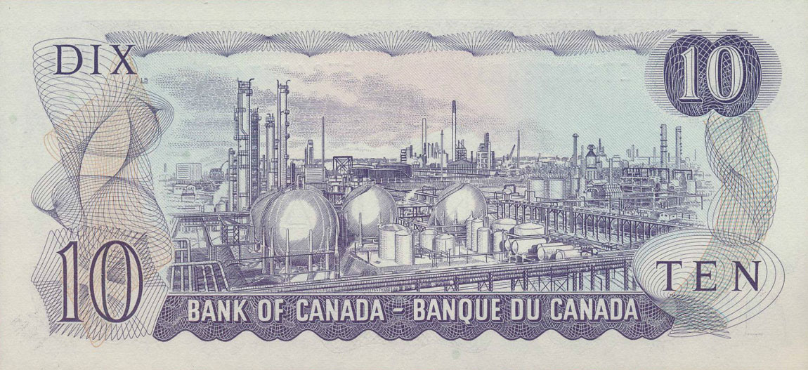Back of Canada p88d: 10 Dollars from 1971