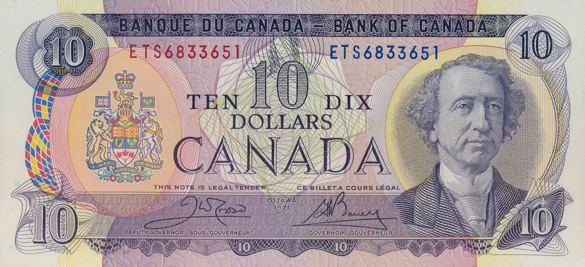 Front of Canada p88d: 10 Dollars from 1971