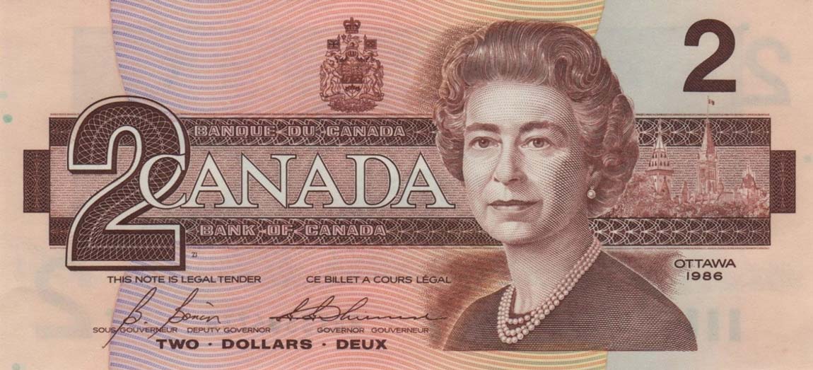 Front of Canada p94c: 2 Dollars from 1986