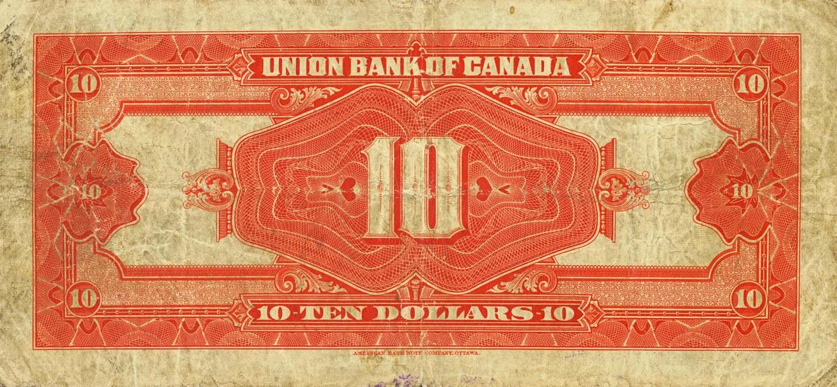 Back of Canada pS1504a: 10 Dollars from 1921
