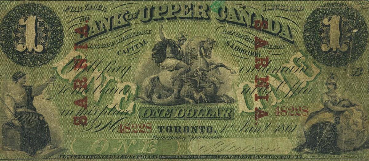 Front of Canada pS2033: 1 Dollar from 1861