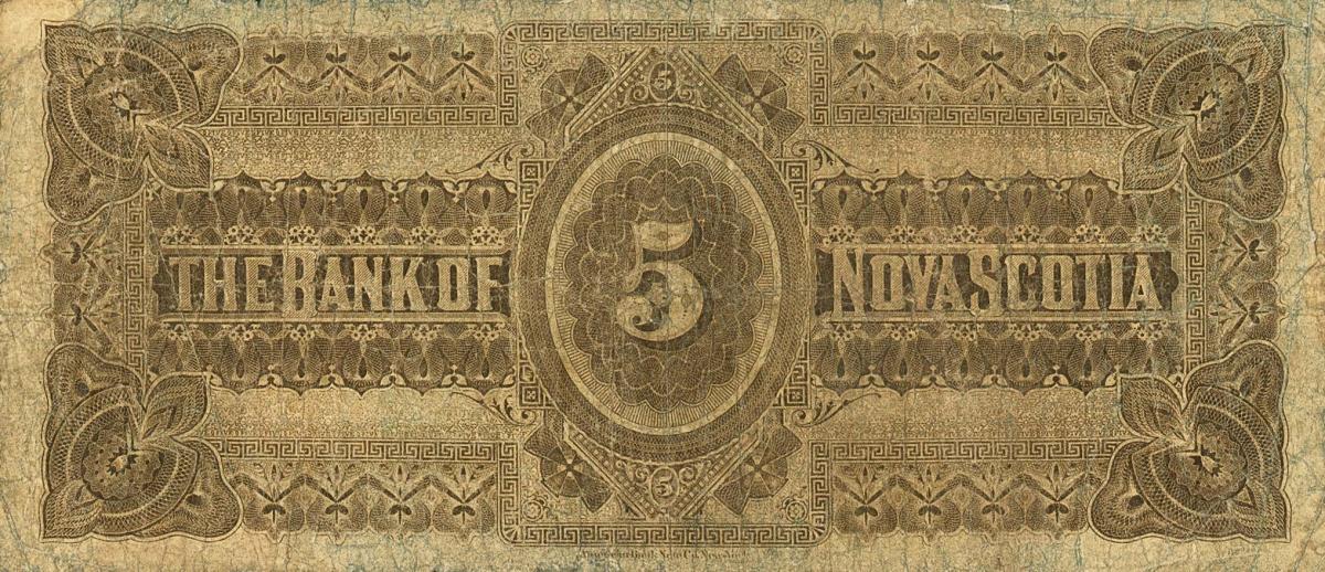 Back of Canada pS618B: 5 Dollars from 1881