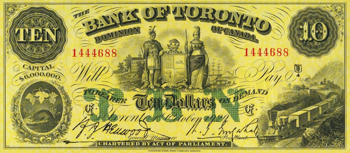Front of Canada pS687n: 10 Dollars from 1887