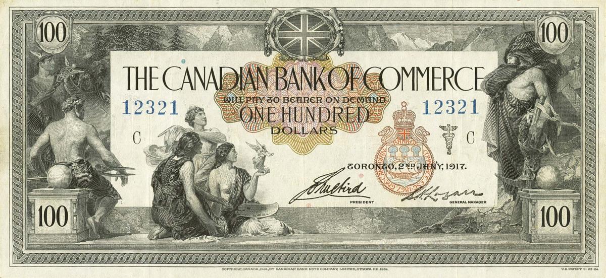 Front of Canada pS969a: 100 Dollars from 1917