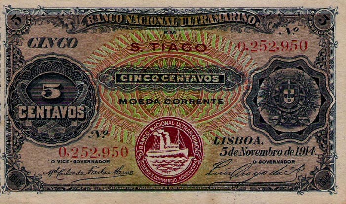 Front of Cape Verde p11B: 5 Centavos from 1914