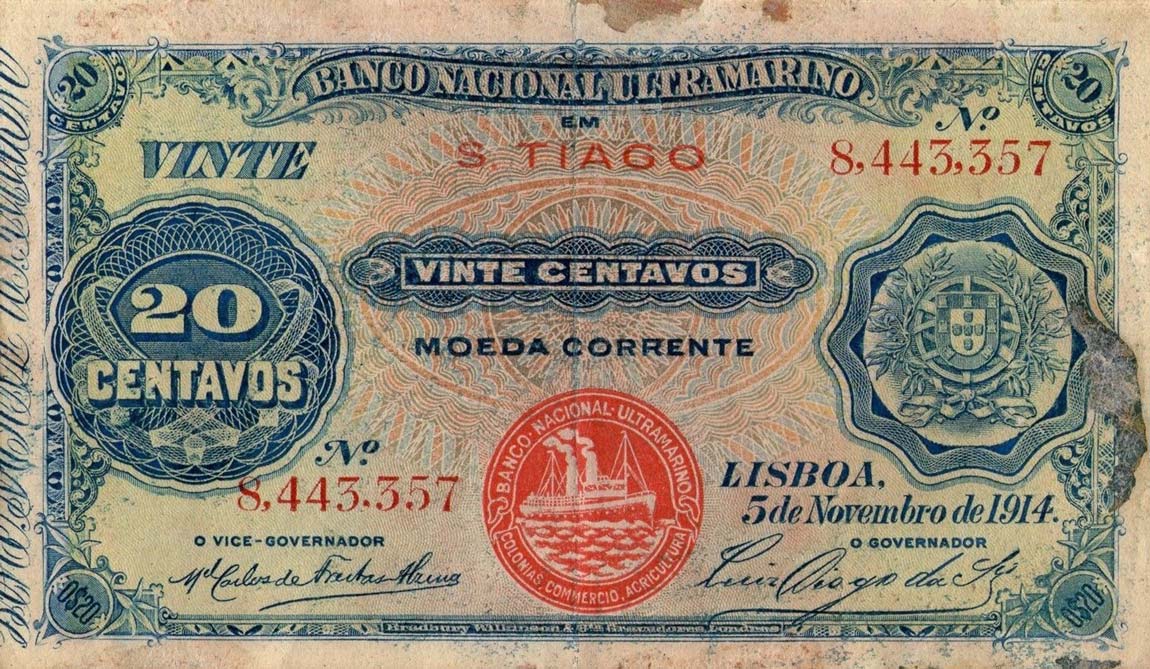 Front of Cape Verde p15: 20 Centavos from 1914
