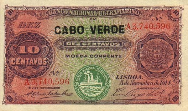 Front of Cape Verde p20: 10 Centavos from 1921