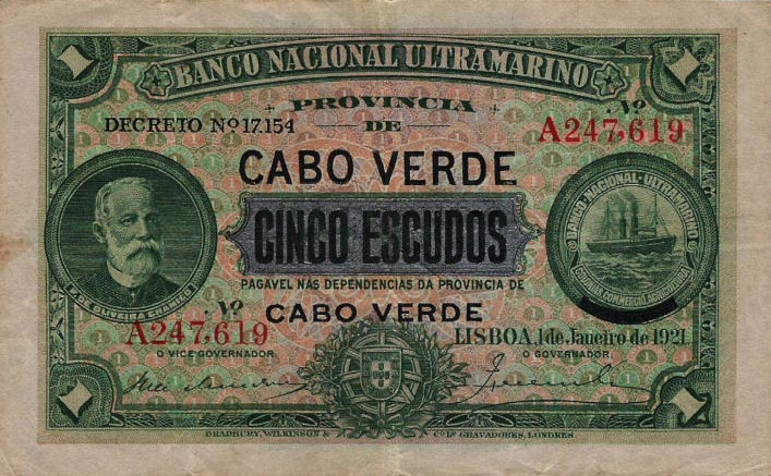Front of Cape Verde p32a: 1 Escudo from 1921