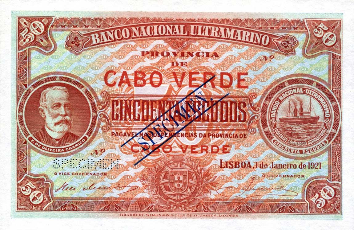 Front of Cape Verde p37s: 50 Escudos from 1921