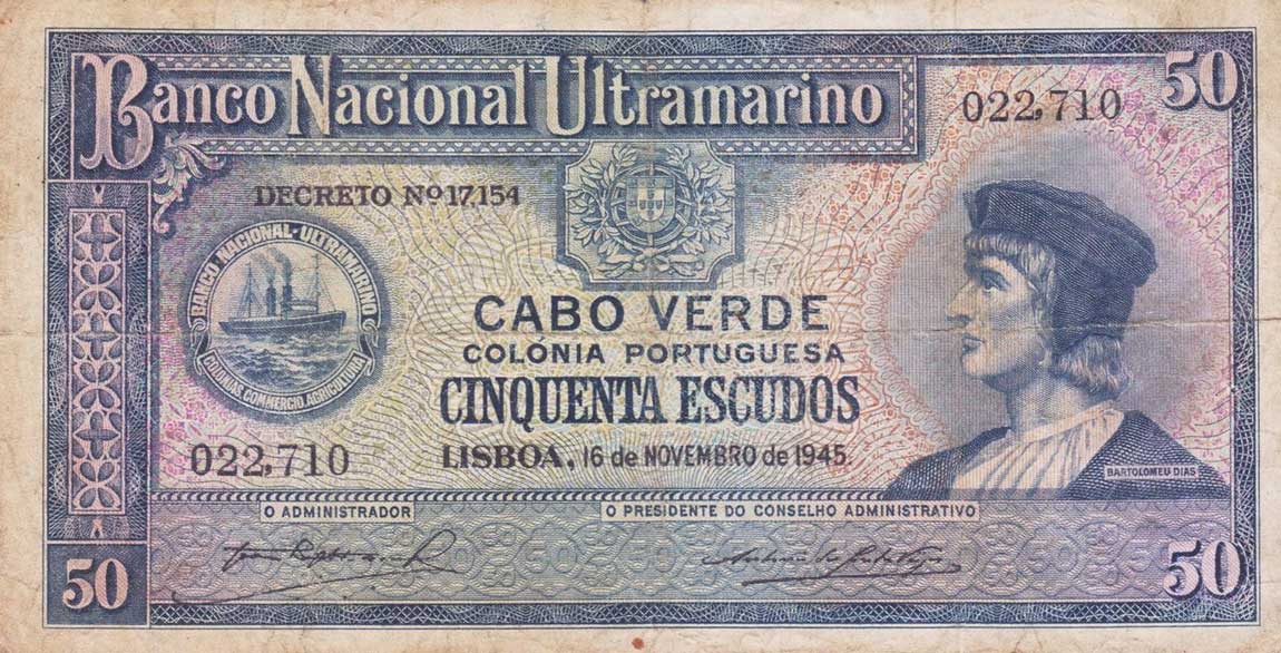 Front of Cape Verde p44a: 50 Escudos from 1945