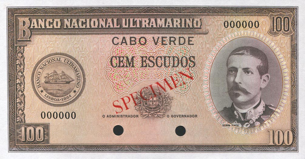 Front of Cape Verde p49ct: 100 Escudos from 1958