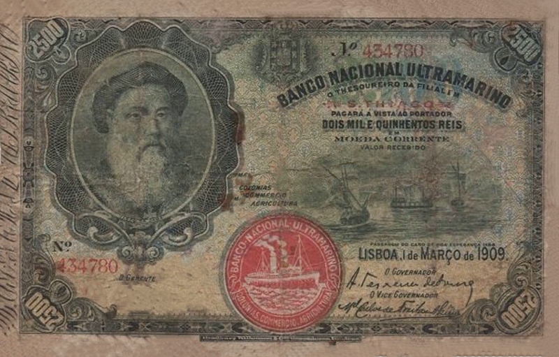 Front of Cape Verde p5b: 2500 Reis from 1909