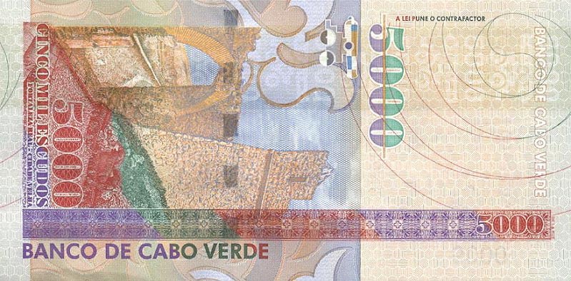 Back of Cape Verde p67a: 5000 Escudos from 2000