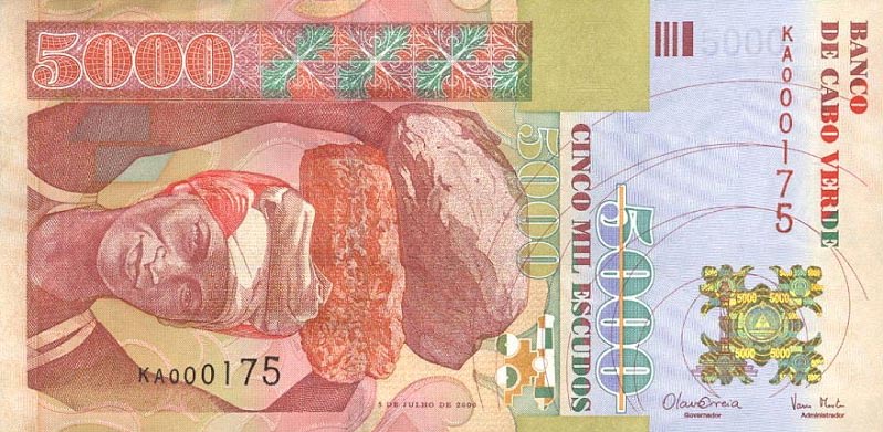 Front of Cape Verde p67a: 5000 Escudos from 2000