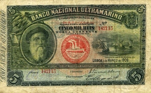 Front of Cape Verde p6b: 5 Mil Reis from 1909