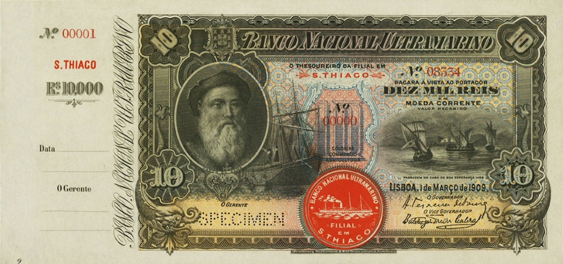 Front of Cape Verde p7s: 10 Mil Reis from 1909