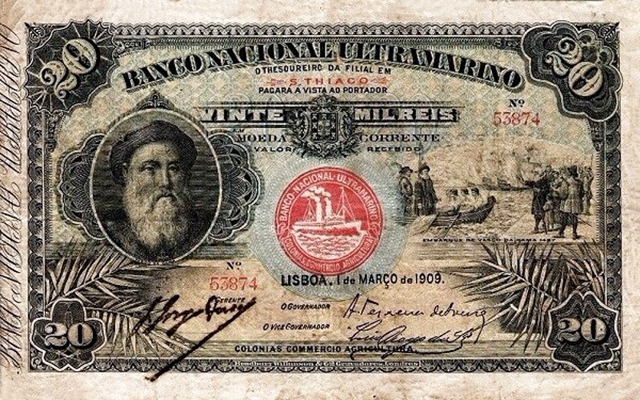 Front of Cape Verde p8b: 20 Mil Reis from 1909