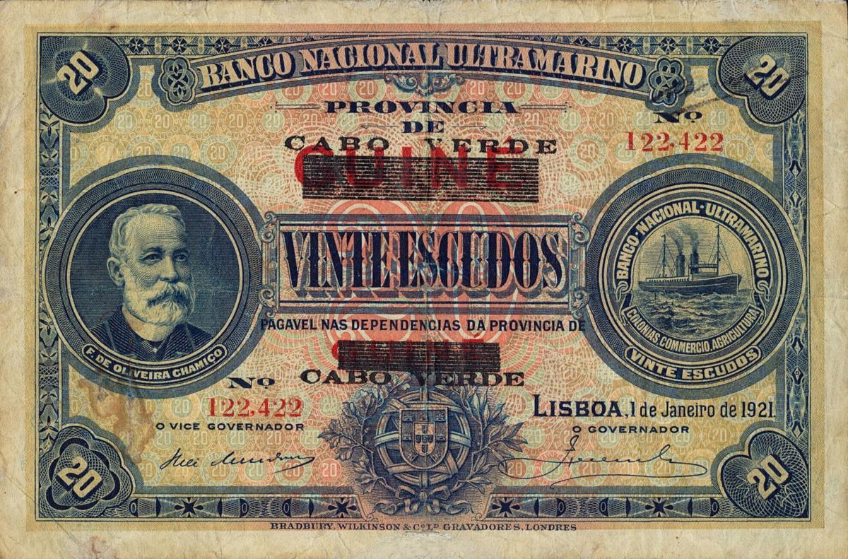 Front of Cape Verde p29: 20 Escudos from 1922
