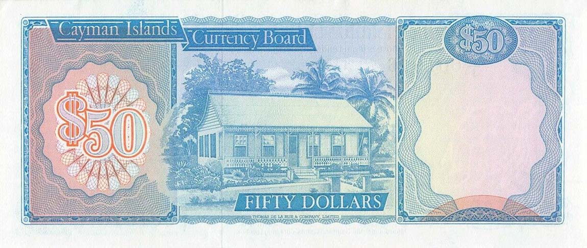 Back of Cayman Islands p10r: 50 Dollars from 1974