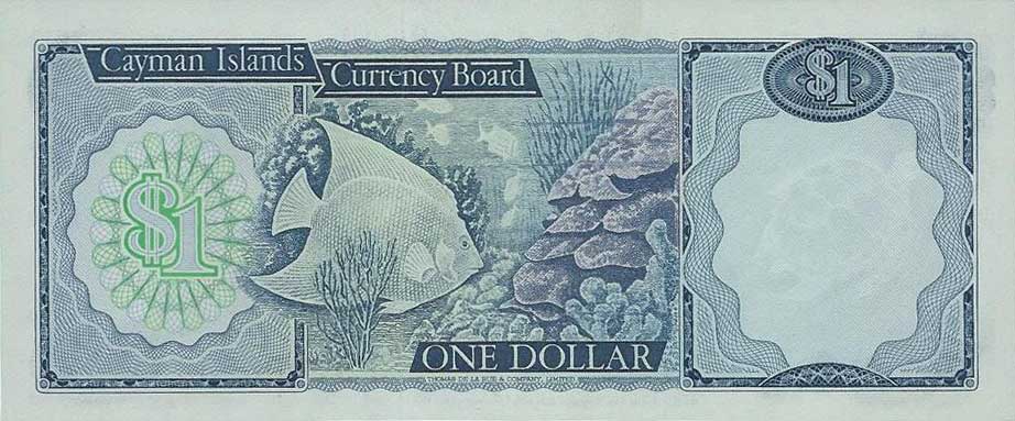 Back of Cayman Islands p1r: 1 Dollar from 1971