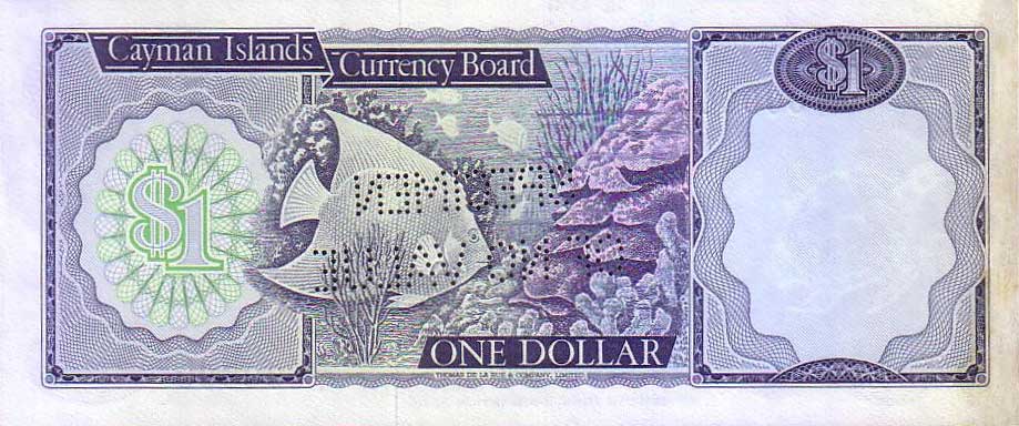 Back of Cayman Islands p1s: 1 Dollar from 1971