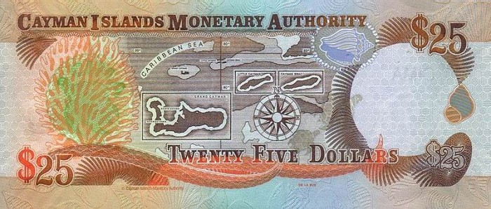 Back of Cayman Islands p36a: 25 Dollars from 2006