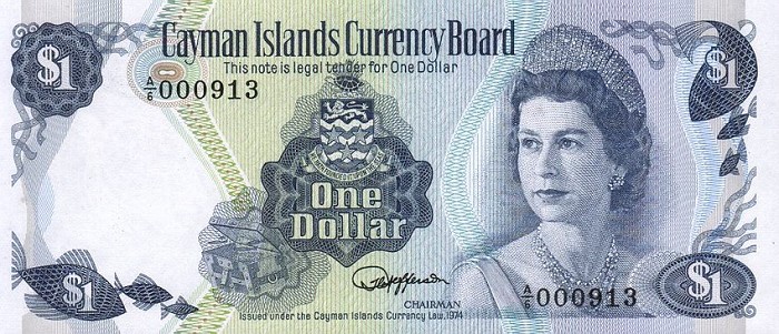 Front of Cayman Islands p5b: 1 Dollar from 1974
