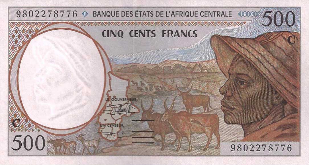 Front of Central African States p101Ce: 500 Francs from 1998
