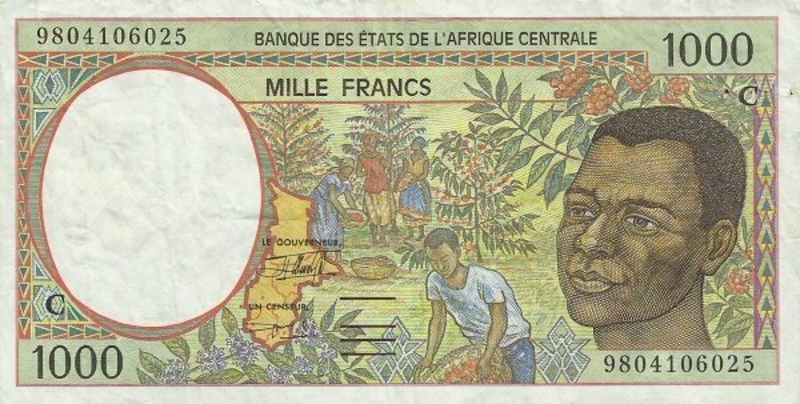 Front of Central African States p102Ce: 1000 Francs from 1998