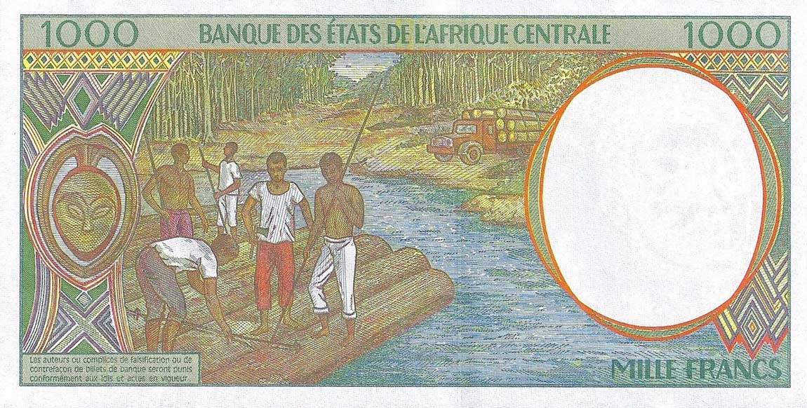 Back of Central African States p102Cg: 1000 Francs from 2000