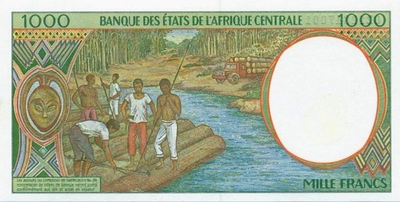 Back of Central African States p102Ch: 1000 Francs from 2002