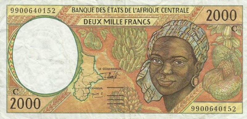 Front of Central African States p103Cf: 2000 Francs from 1999