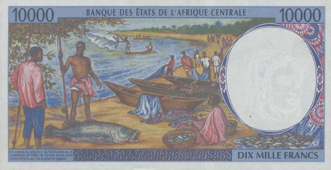 Back of Central African States p105Cf: 10000 Francs from 2000