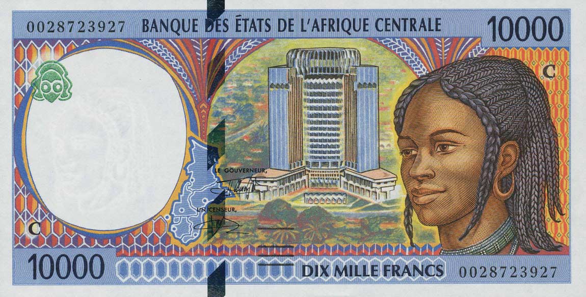 Front of Central African States p105Cf: 10000 Francs from 2000