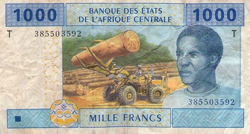 Front of Central African States p107Tb: 1000 Francs from 2002