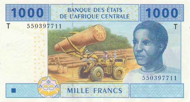 Front of Central African States p107Tc: 1000 Francs from 2002